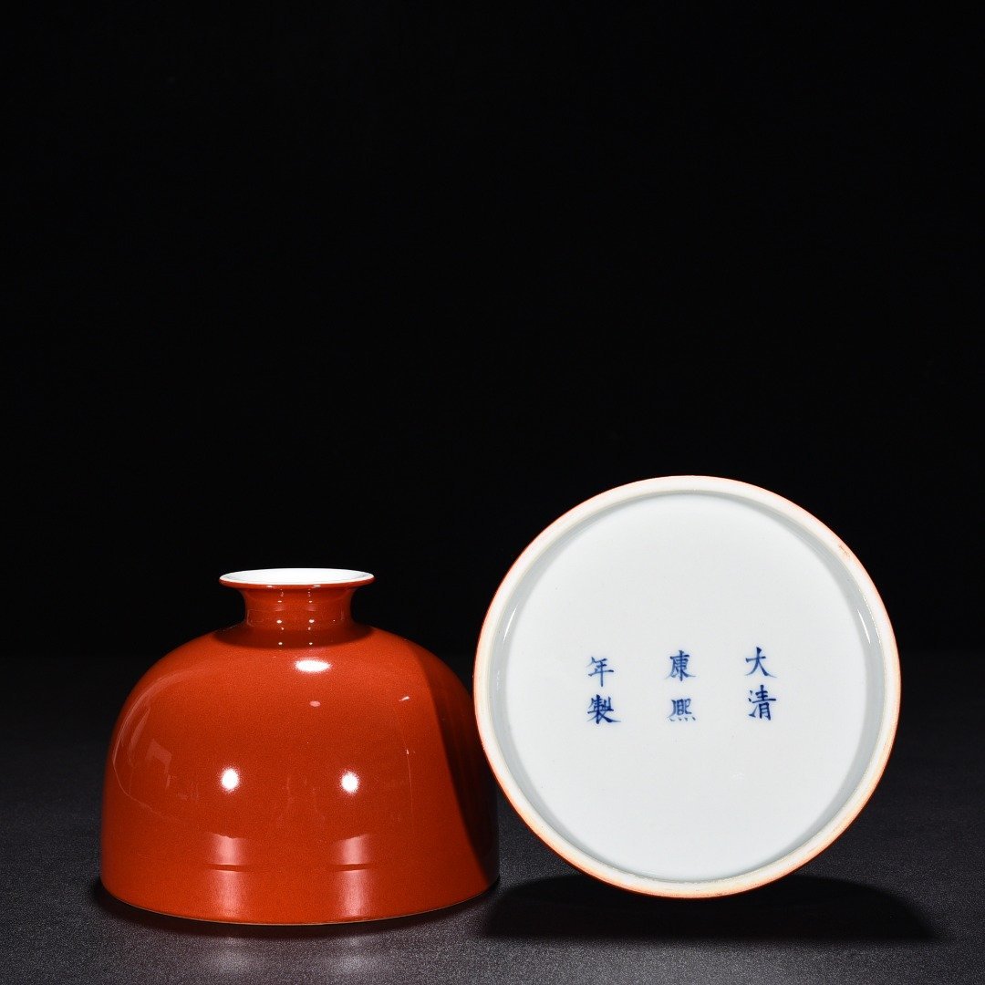 Qing Dynasty Kangxi red glaze Taibai statue
