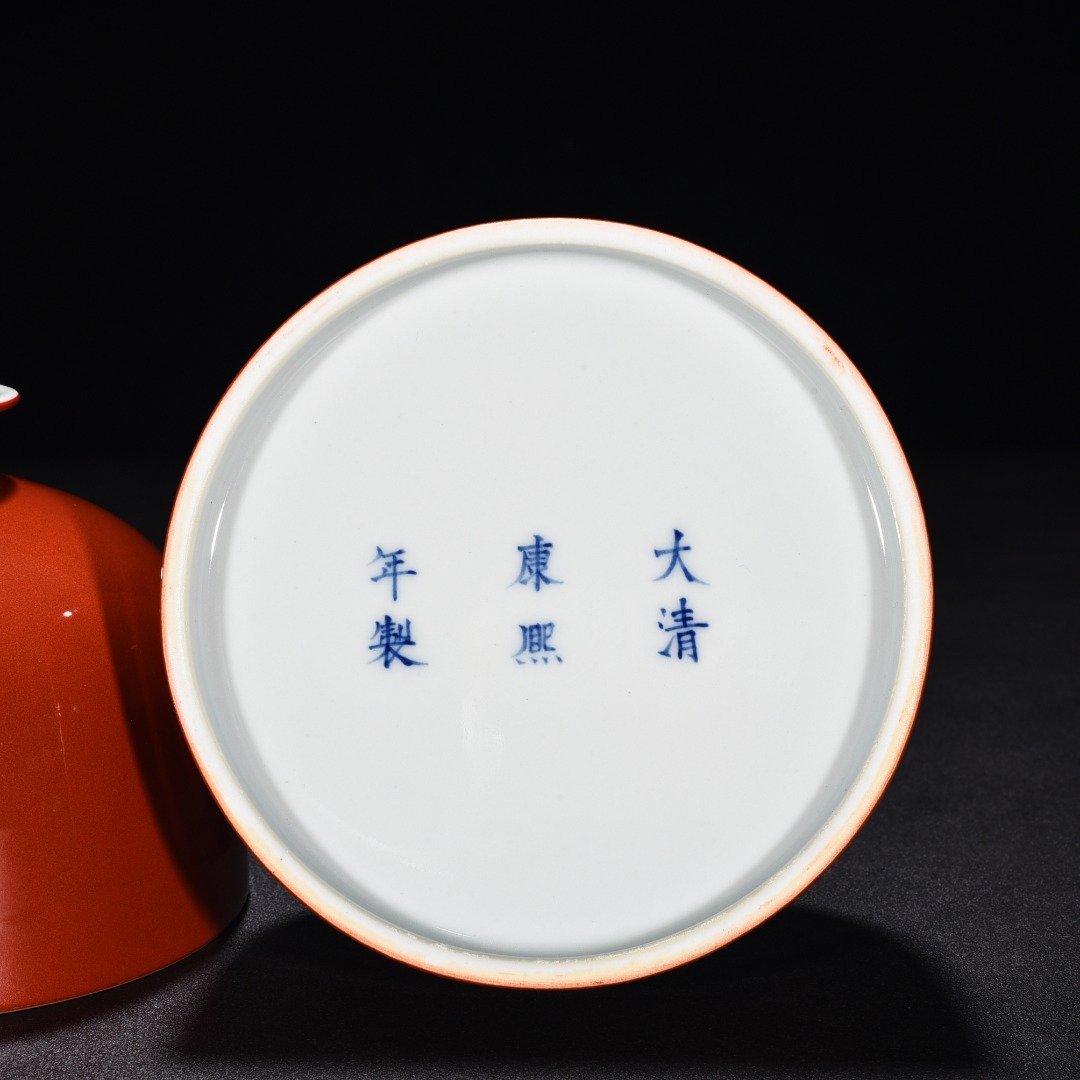 Qing Dynasty Kangxi red glaze Taibai statue