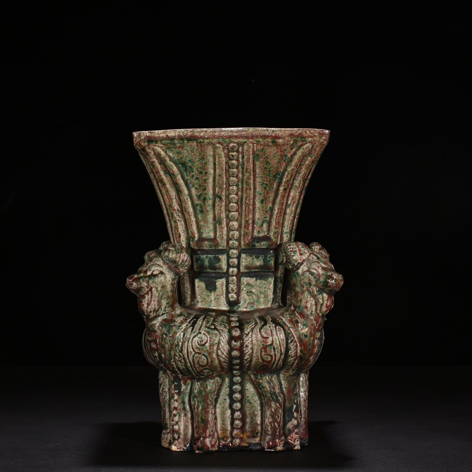 Qing Dynasty Kangxi Cowpea Red Beauty Drunken Siyang Fangzun