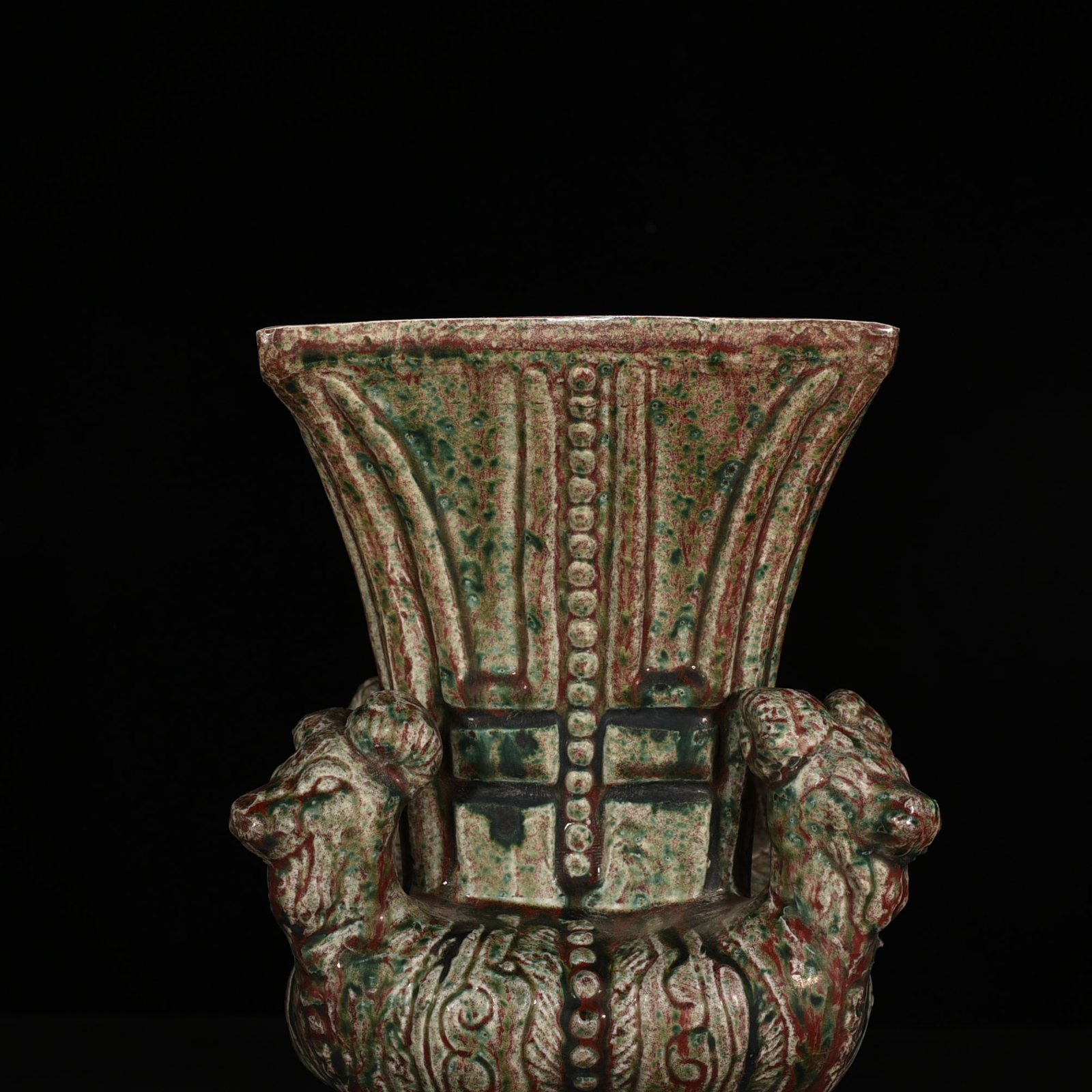 Qing Dynasty Kangxi Cowpea Red Beauty Drunken Siyang Fangzun