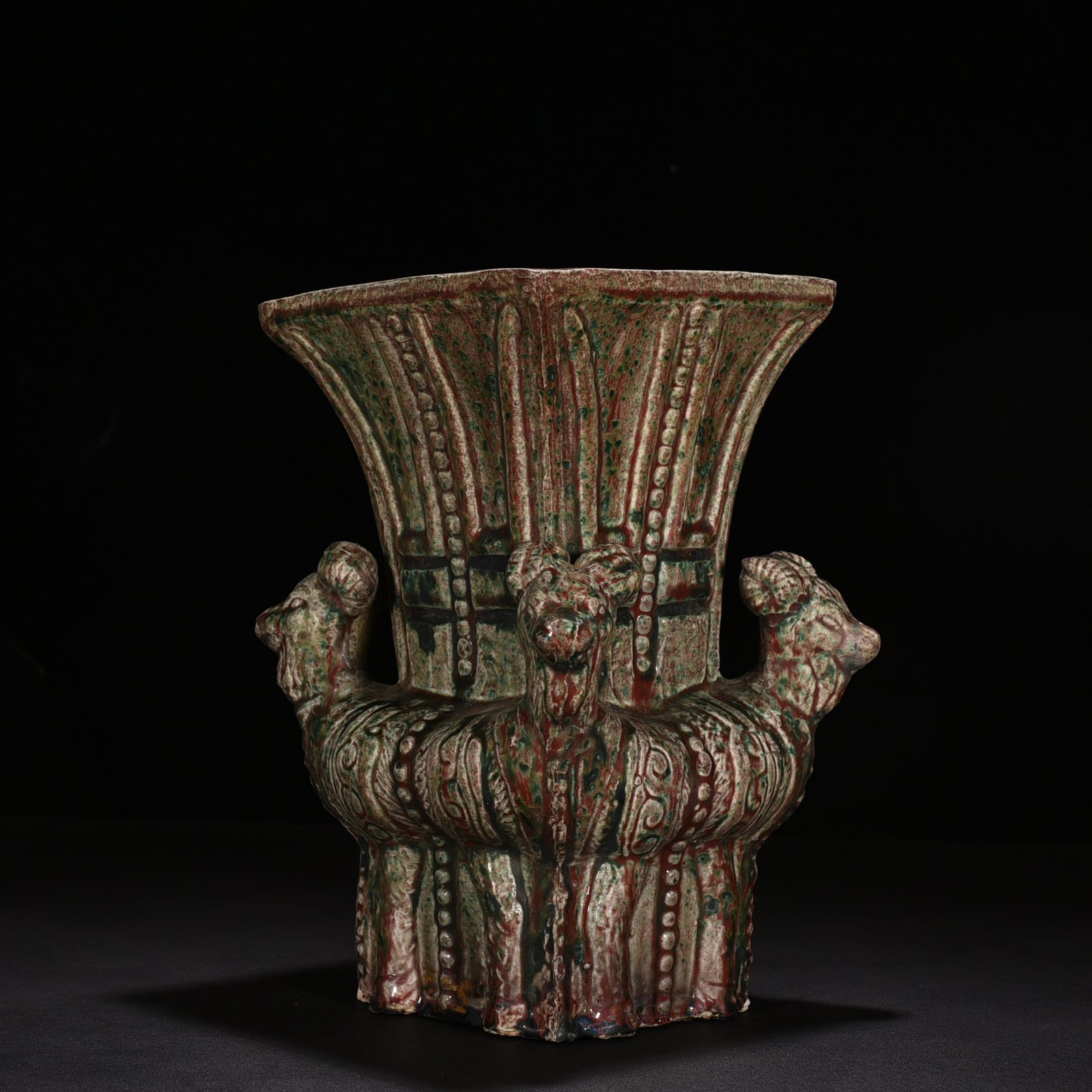 Qing Dynasty Kangxi Cowpea Red Beauty Drunken Siyang Fangzun