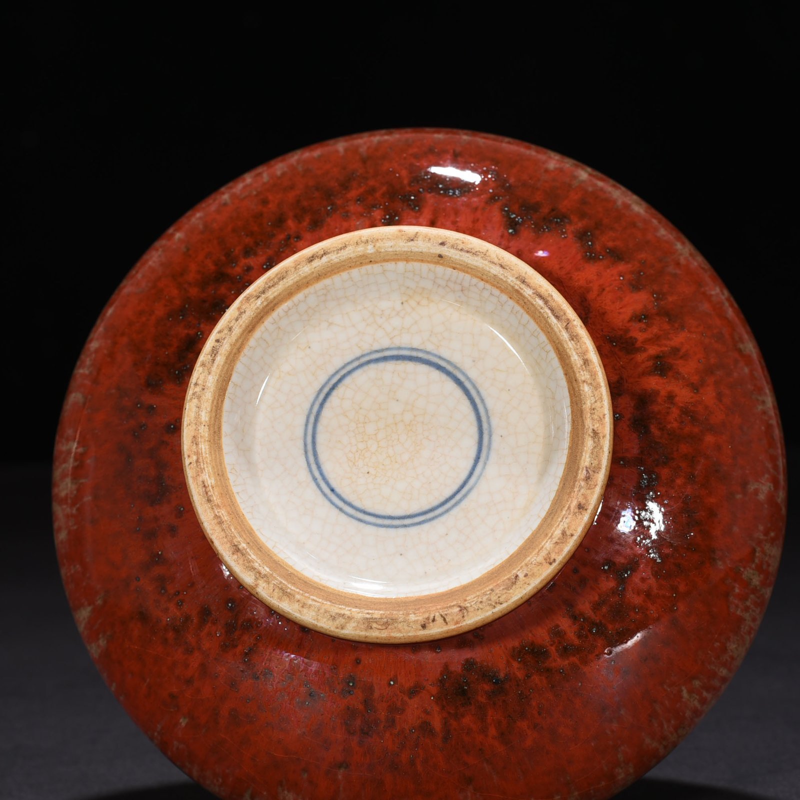 Qing Dynasty Kangxi cowpea red beauty drunk garlic bottle