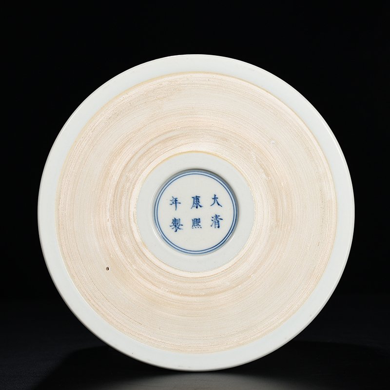 Qing Dynasty Kangxi blue and white Yueyang Tower poetry pen holder