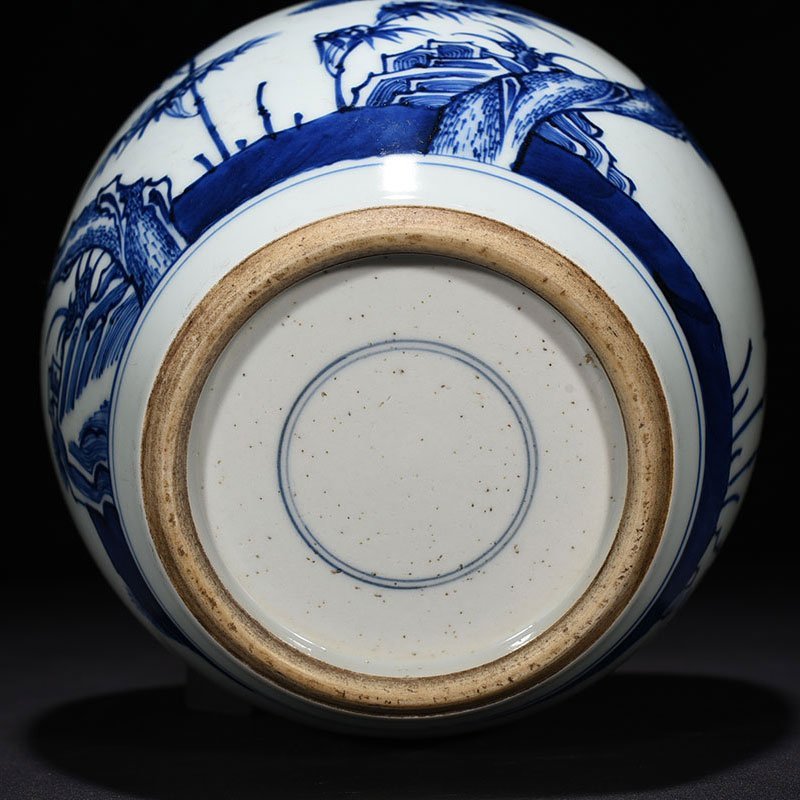 Qing Dynasty Kangxi blue and white pine bamboo and plum jar