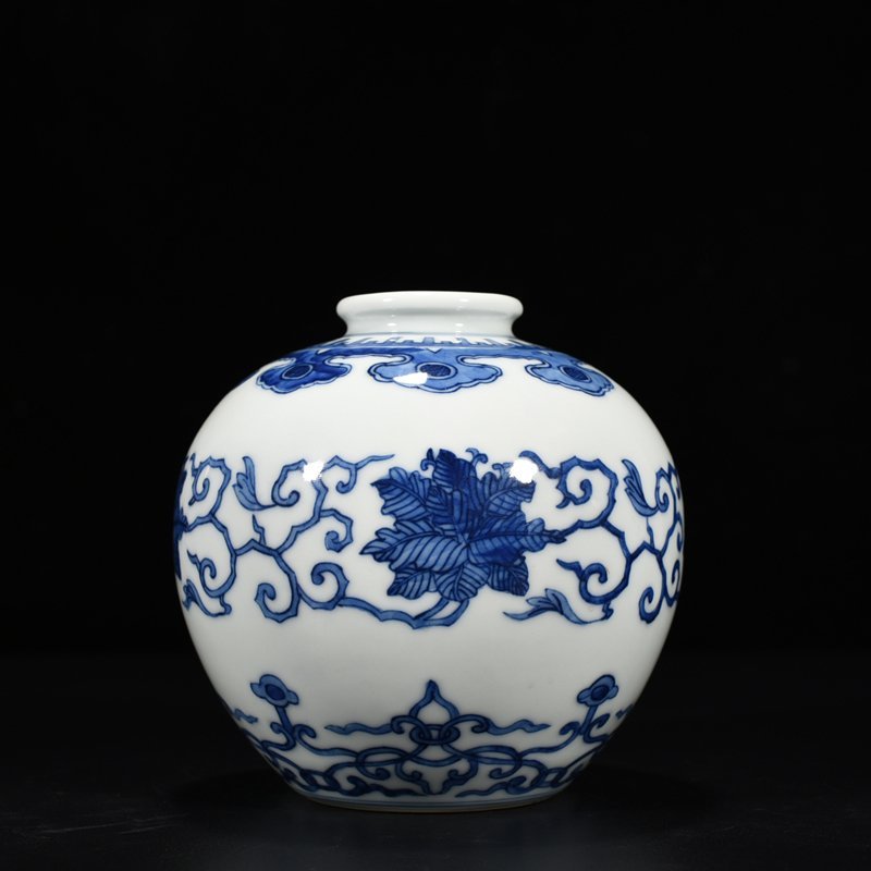 Qing Dynasty Kangxi blue and white flower jar