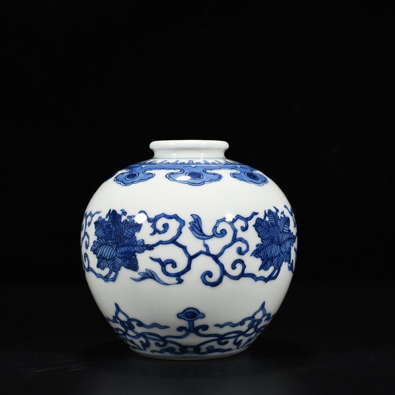 Qing Dynasty Kangxi blue and white flower jar