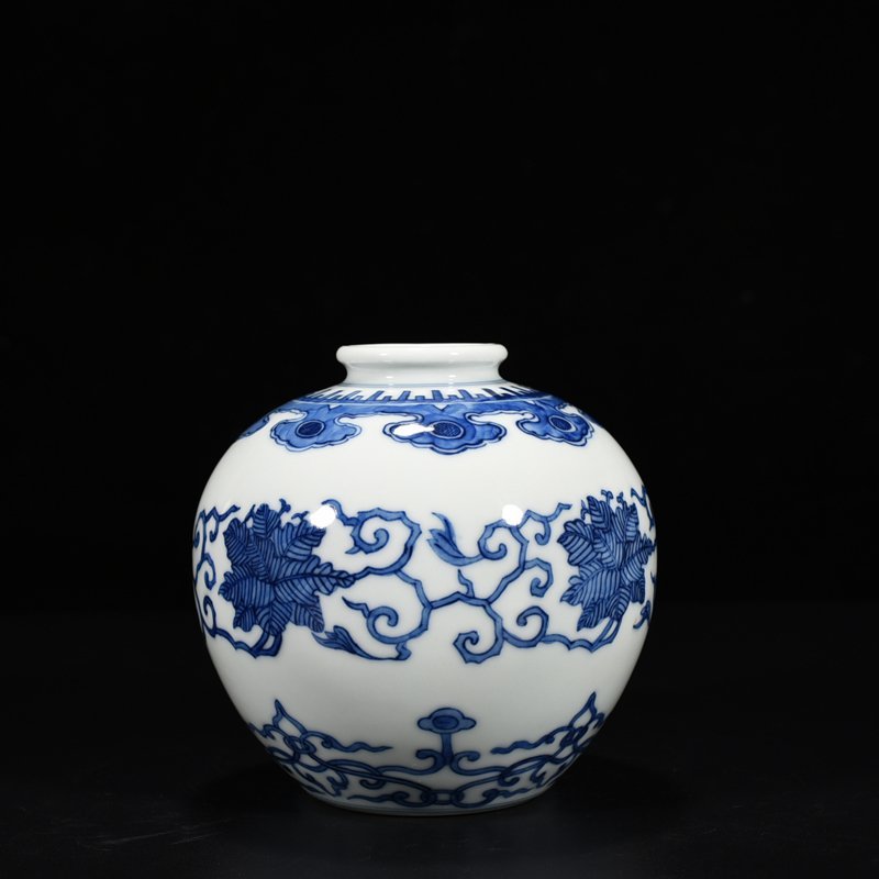 Qing Dynasty Kangxi blue and white flower jar