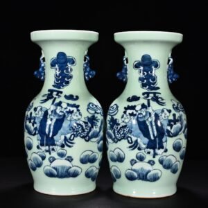 Qing Dynasty blue and white longevity star amphorae