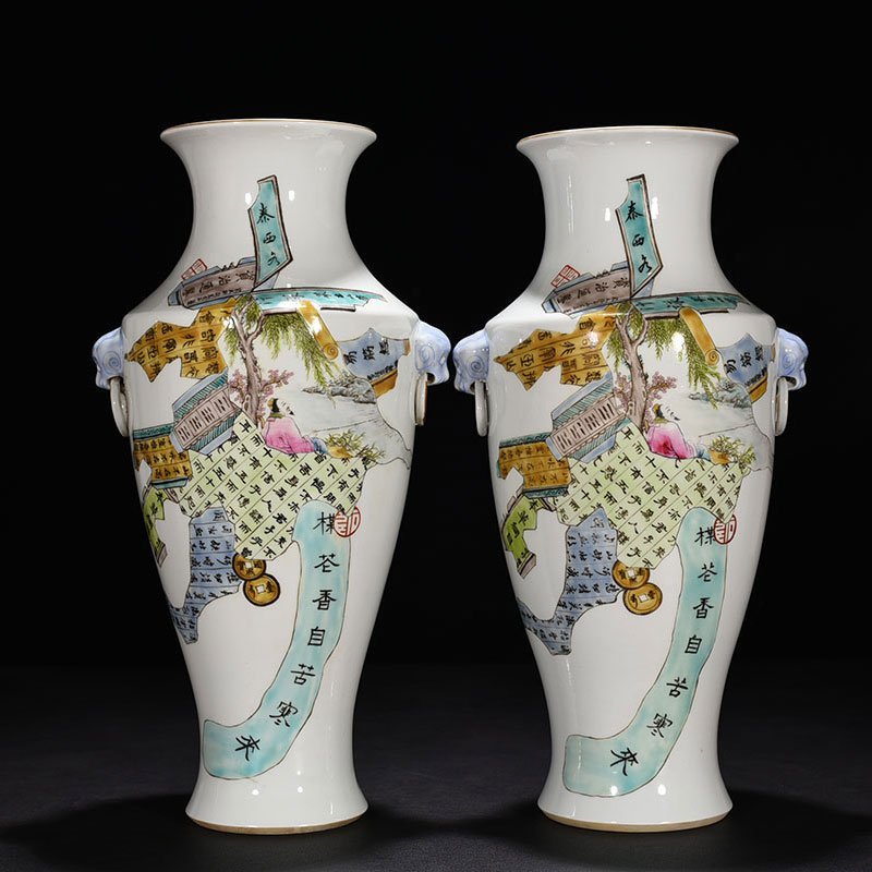 Qing Dynasty Kangxi official kiln An eight-piece ash pile amphorae