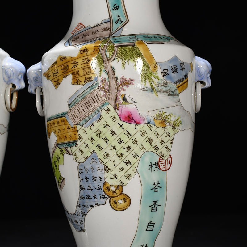 Qing Dynasty Kangxi official kiln An eight-piece ash pile amphorae