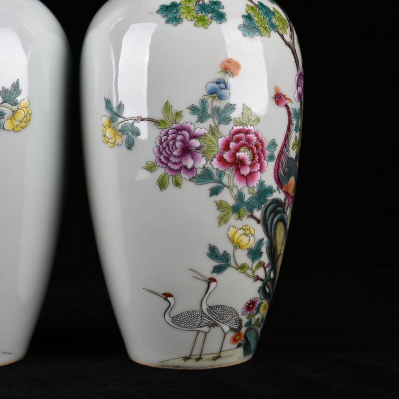 Qing Dynasty Daoguang Pastel Five-Lun Picture Flower and Bird Vase
