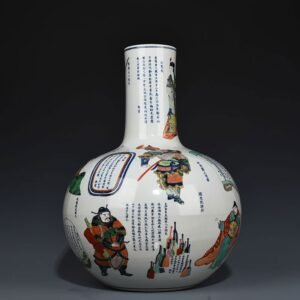 Qing Dynasty Daoguang blue and white multicolored figure celestial sphere vase