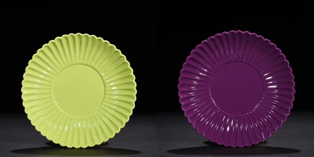 Qing Dynasty Yongzheng twelve-color glaze chrysanthemum petal dish