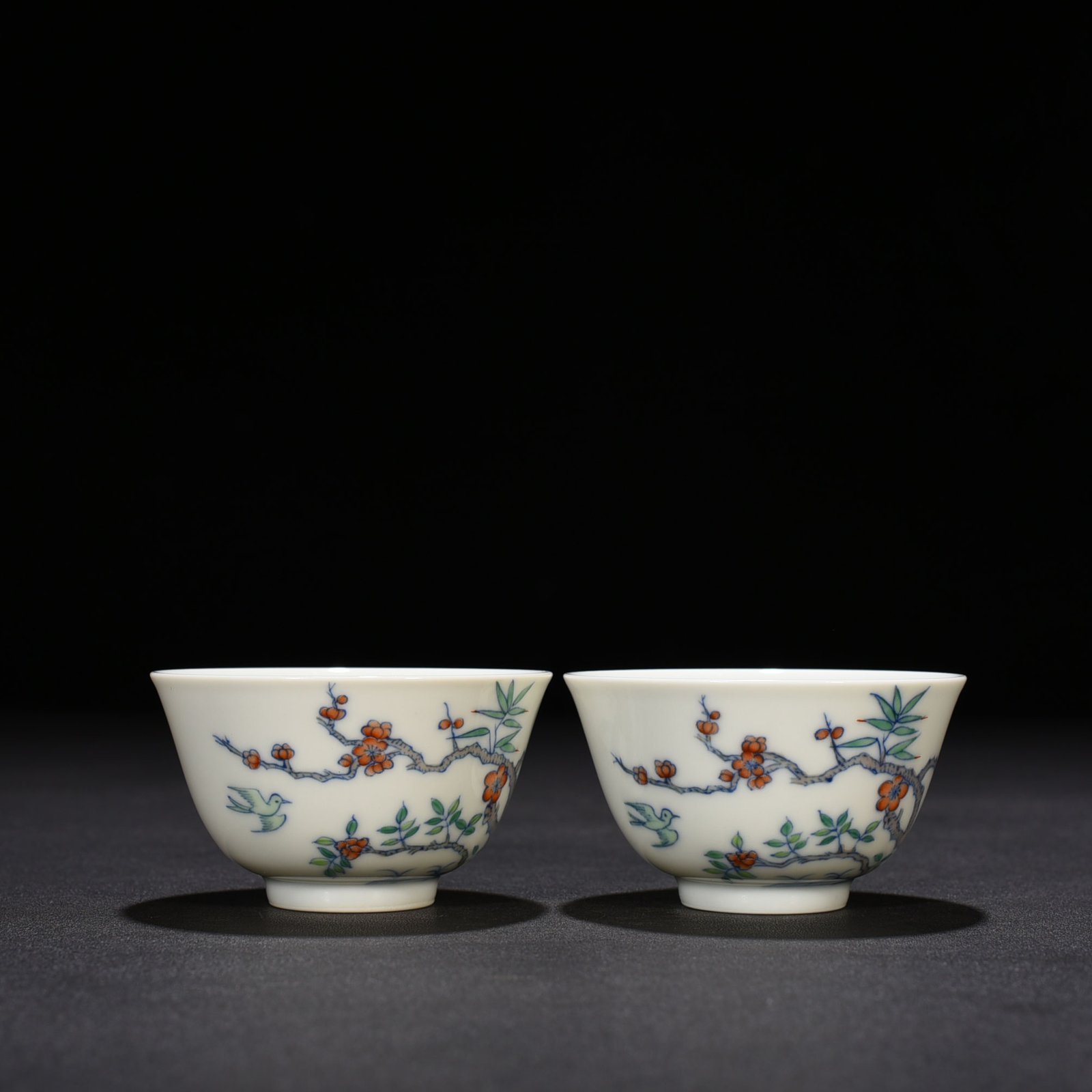 Qing Dynasty Yongzheng Doucai Bamboo and Plum Cup