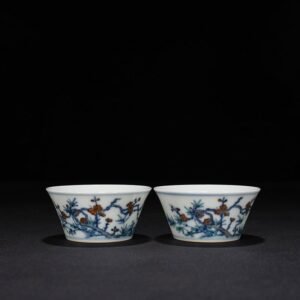 Qing Dynasty Yongzheng Doucai Horseshoe Cup with Flowers and Birds