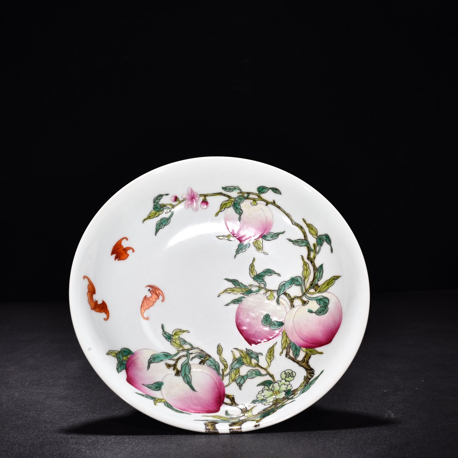 Qing Dynasty Yongzheng enamel peach plate with five blessings and eight peach plates