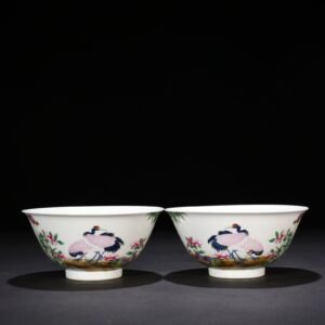 Qing Dynasty Yongzheng enamel bowl with crane flower and birds