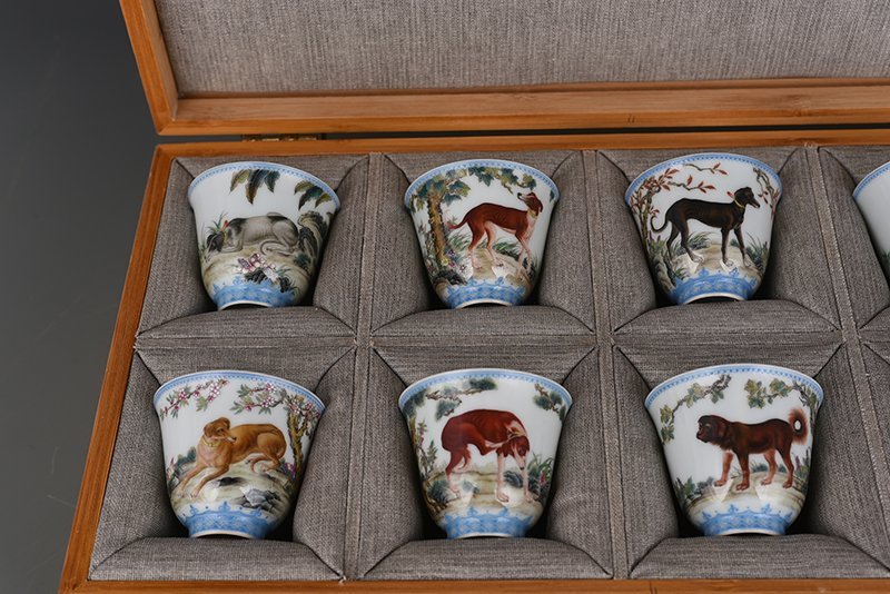Qing Dynasty Yongzheng Enamel Ten Dogs and Ten Beauties Cup