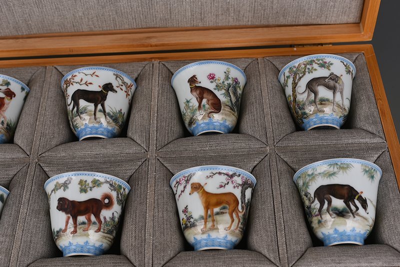Qing Dynasty Yongzheng Enamel Ten Dogs and Ten Beauties Cup