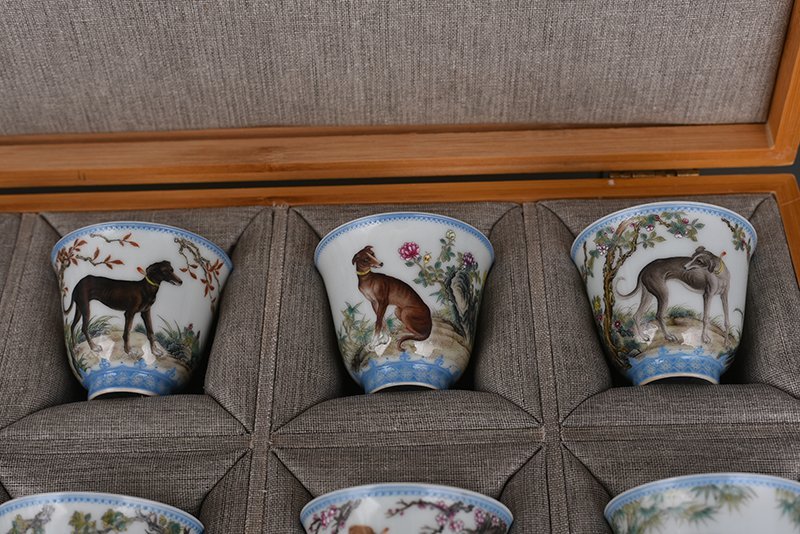 Qing Dynasty Yongzheng Enamel Ten Dogs and Ten Beauties Cup