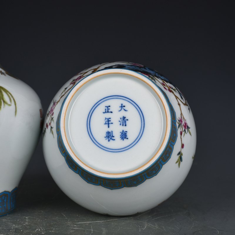 Qing Dynasty Yongzheng enamel apricot forest spring swallow garlic vase