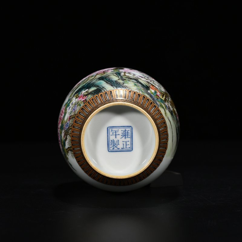 Qing Dynasty Yongzheng enamel vase with pine and crane longevity
