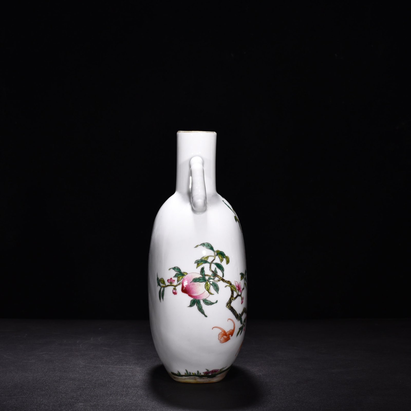 Qing Dynasty Yongzheng enamel color blessing and longevity flat vase