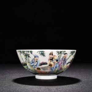 Qing Dynasty Yongzheng enamel bowl with seven sages in the bamboo forest