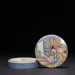 Qing Dynasty Yongzheng enamel beauty belt character powder box print box
