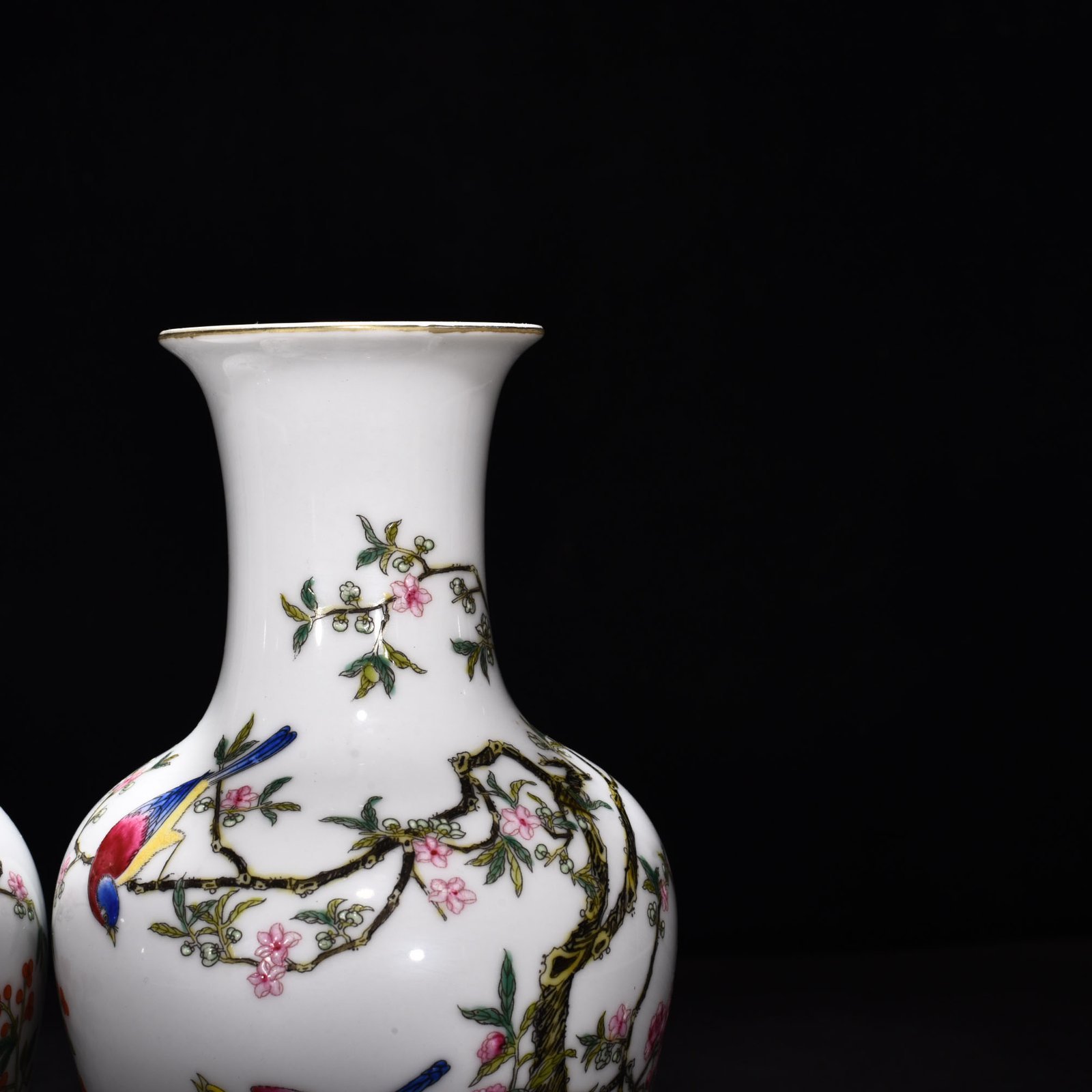 Qing Dynasty Yongzheng enamel vase with flower and birds
