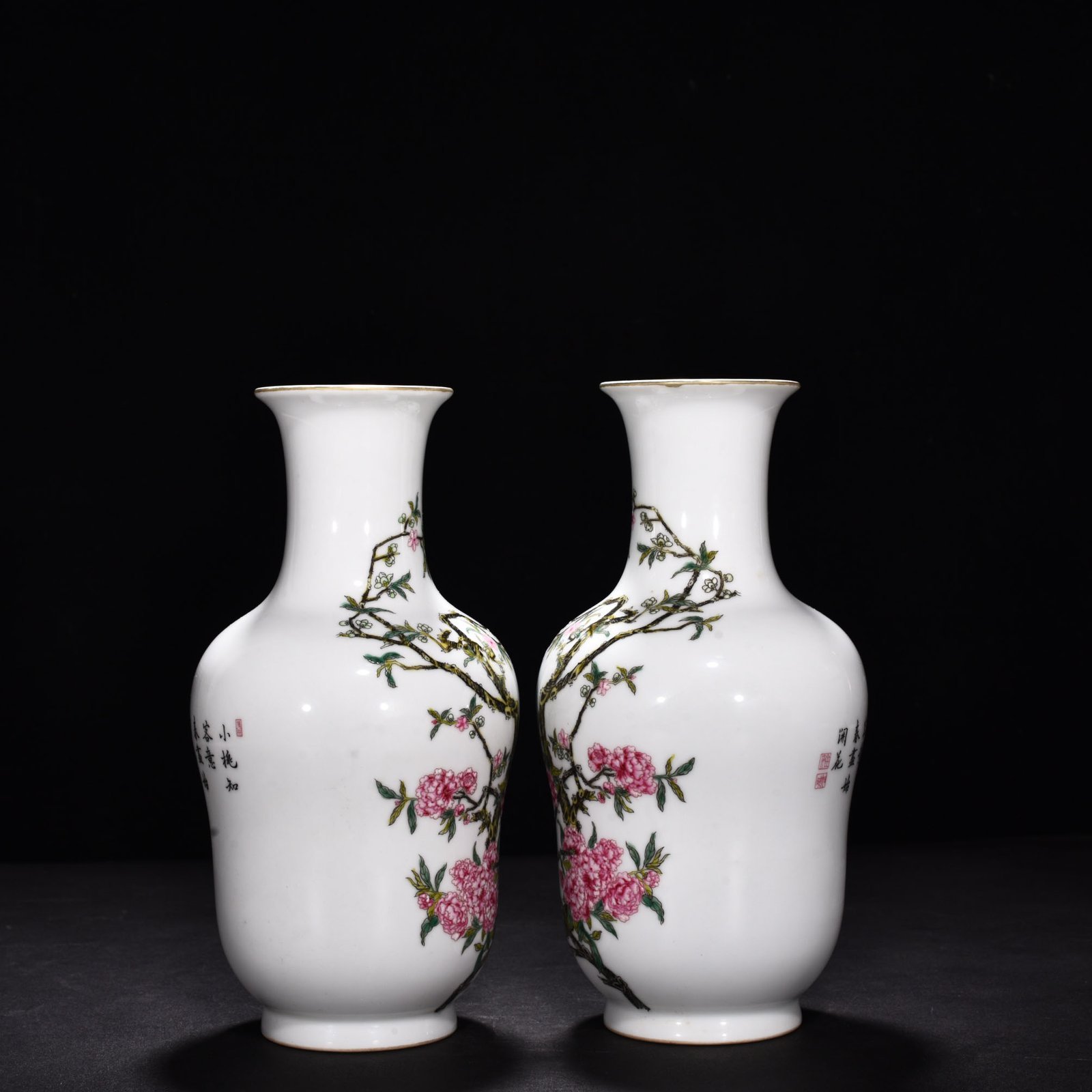 Qing Dynasty Yongzheng enamel vase with flower and birds