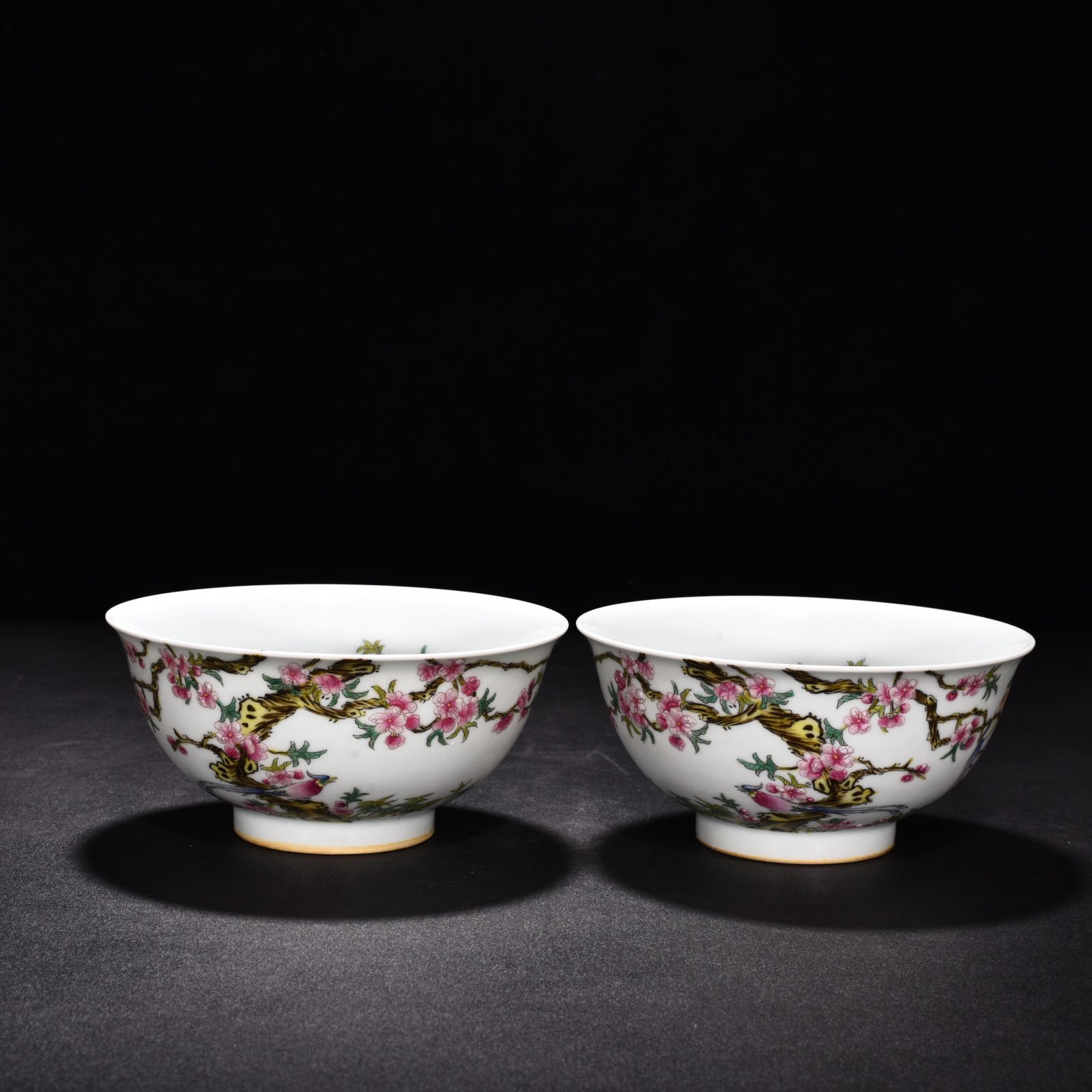 Qing Dynasty Yongzheng enamel bowl with branches flowers and birds