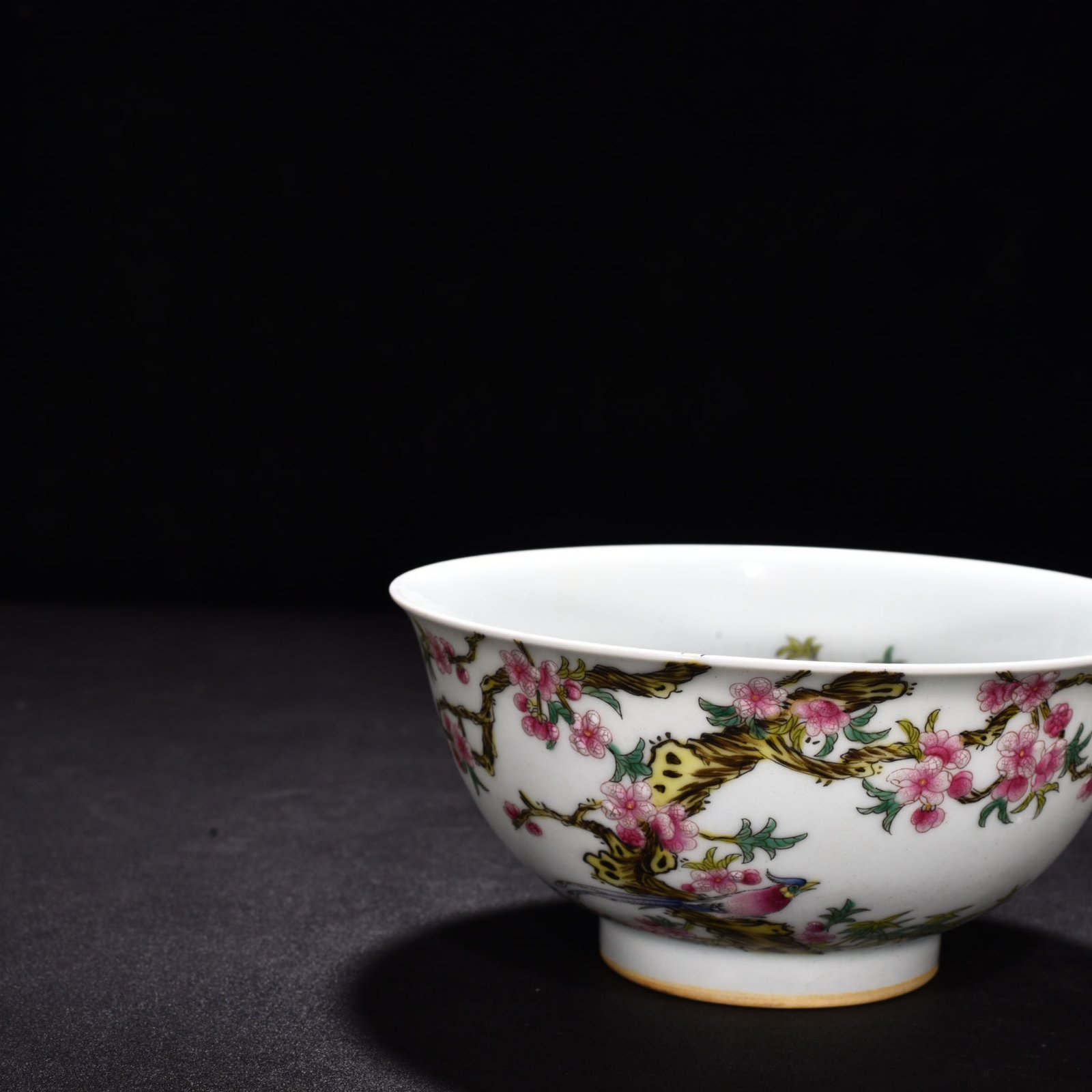 Qing Dynasty Yongzheng enamel bowl with branches flowers and birds