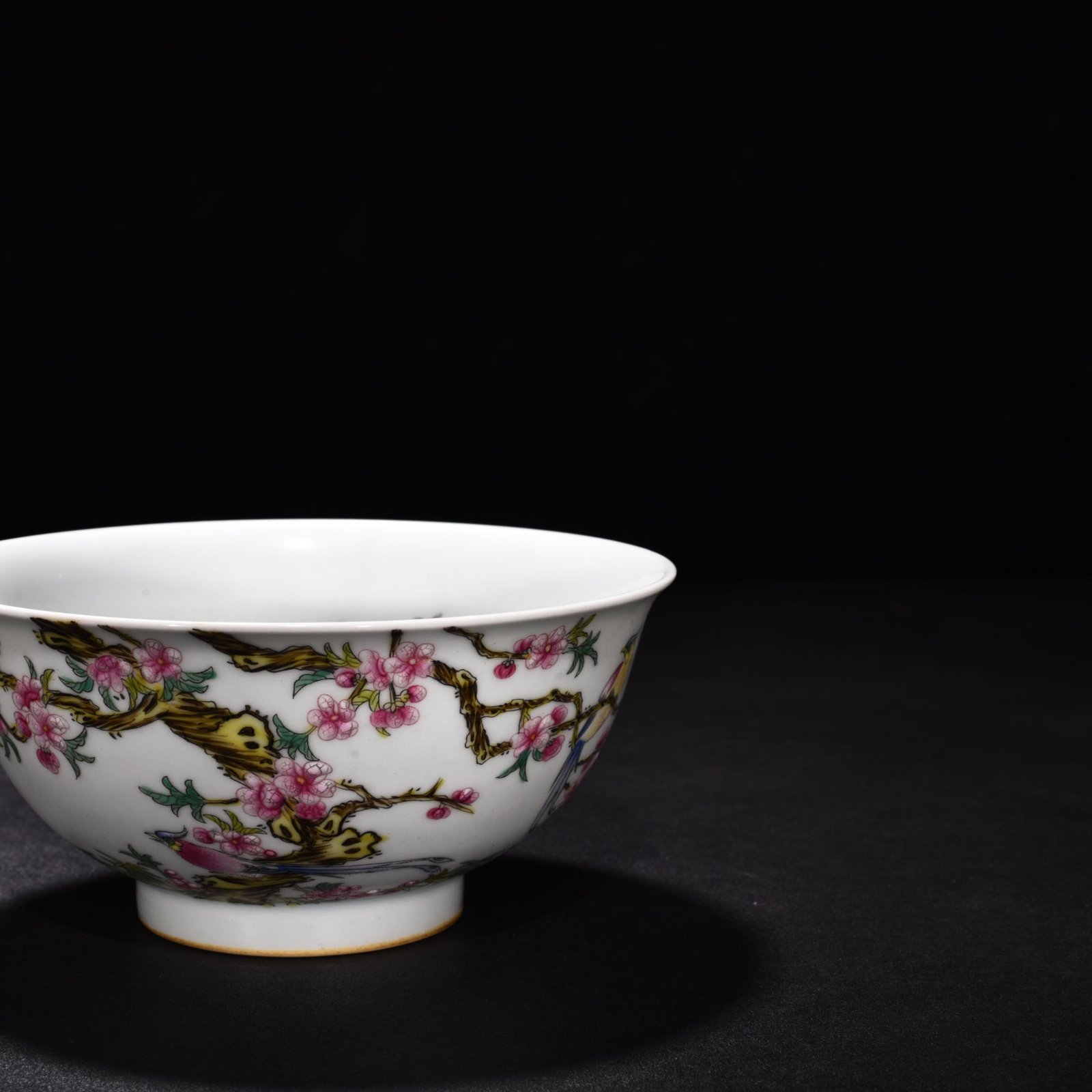 Qing Dynasty Yongzheng enamel bowl with branches flowers and birds