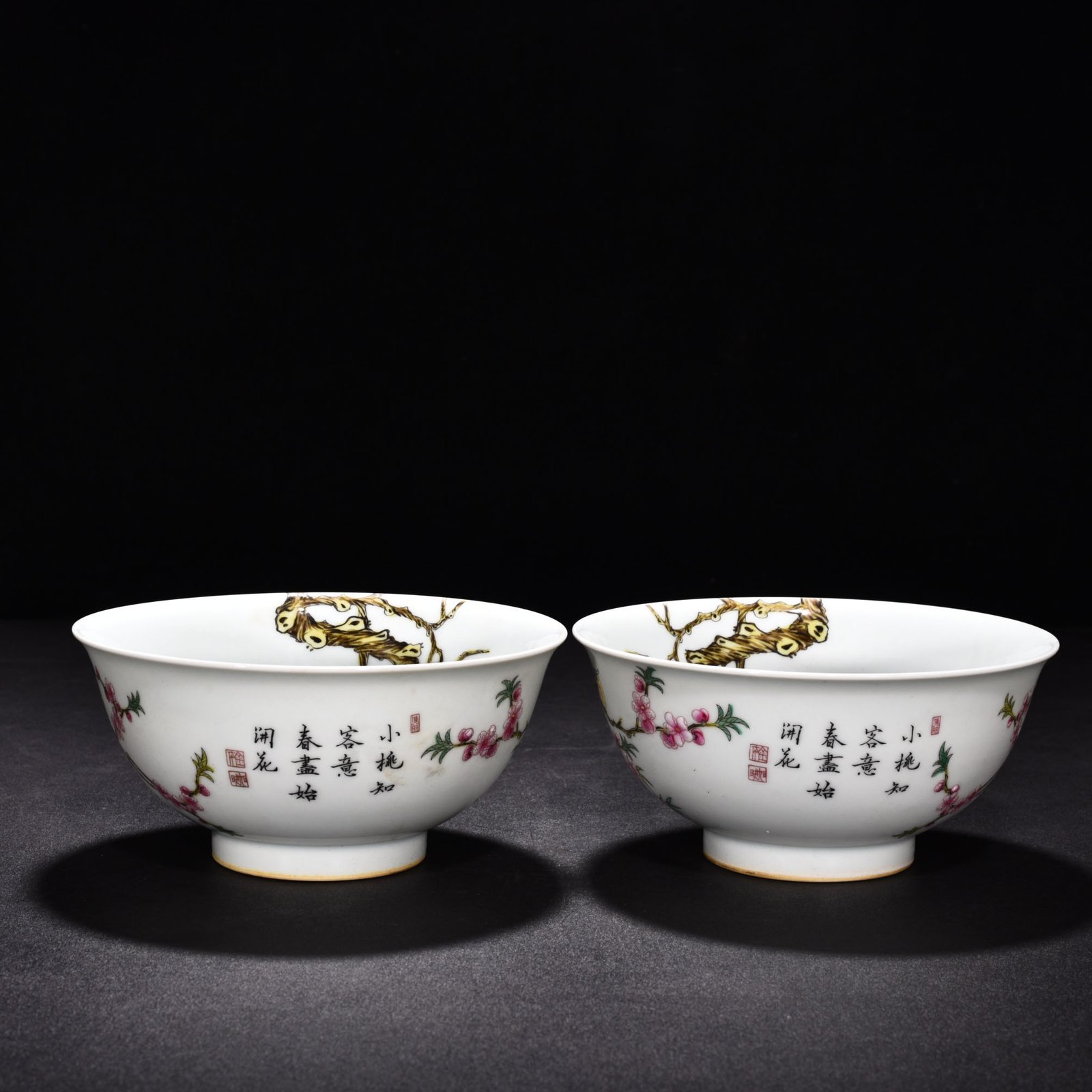 Qing Dynasty Yongzheng enamel bowl with branches flowers and birds
