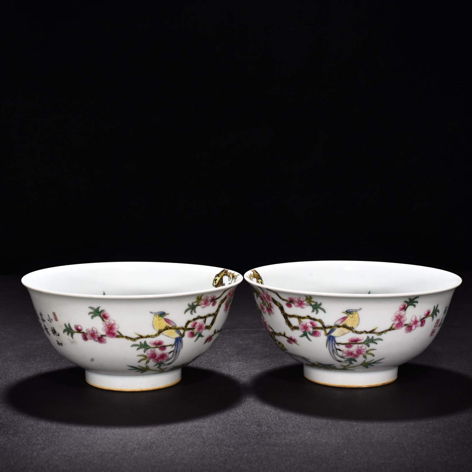 Qing Dynasty Yongzheng enamel bowl with branches flowers and birds