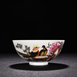 Qing Dynasty Yongzheng enamel bowl with floral and birds