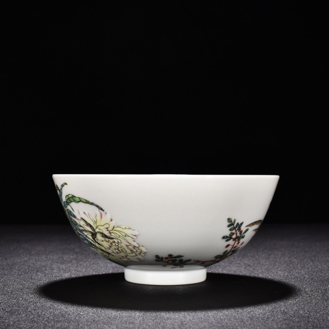 Qing Dynasty Yongzheng enamel bowl with floral and birds