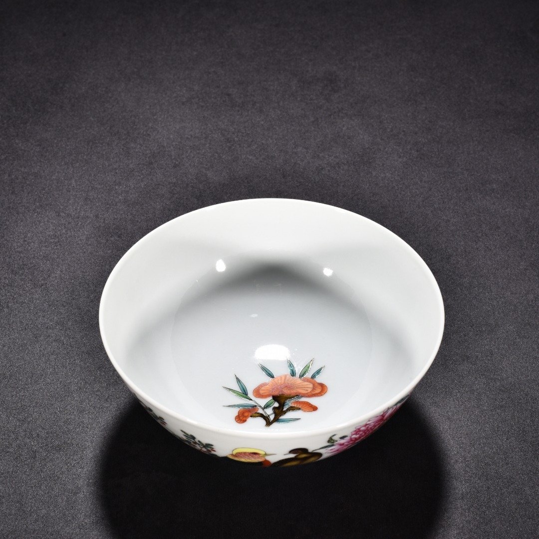 Qing Dynasty Yongzheng enamel bowl with floral and birds