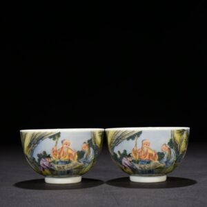Qing Dynasty Yongzheng enamel cup with figures of Gaoshi