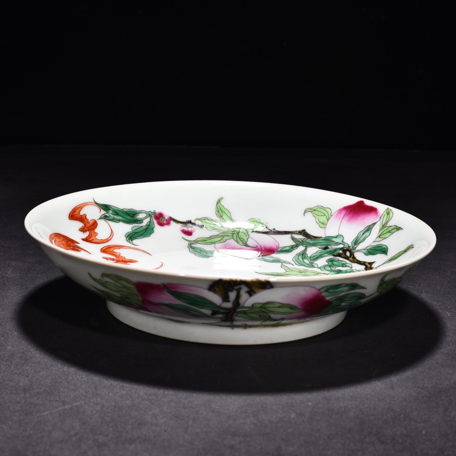 Qing Dynasty Yongzheng Pastel Five Blessings and Nine Peach Plate