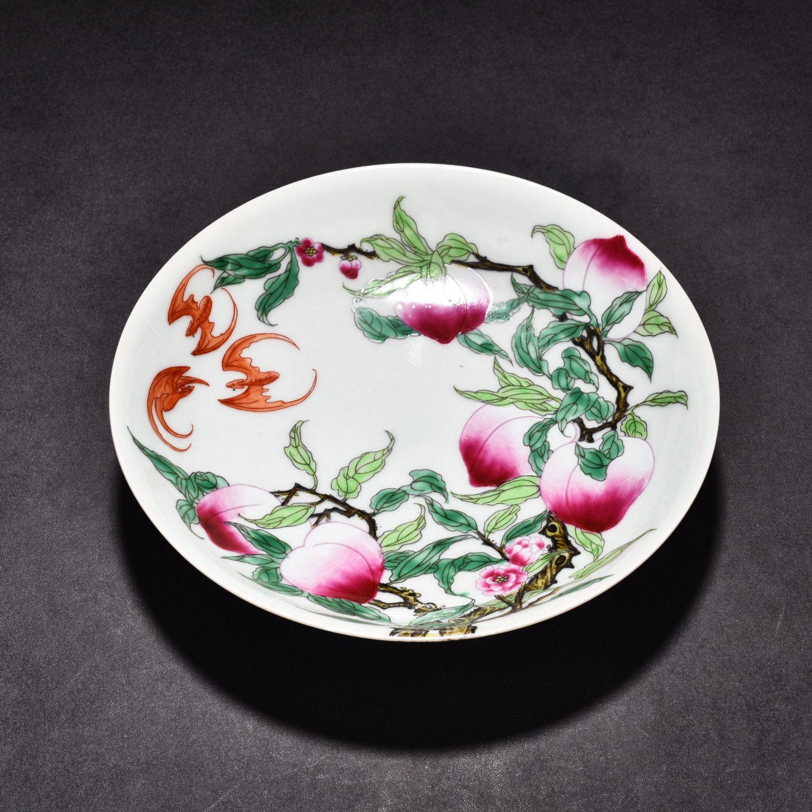 Qing Dynasty Yongzheng Pastel Five Blessings and Nine Peach Plate