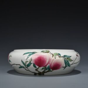 Qing Dynasty Yongzheng Pastel Five Blessings and Eight Peach Round Wash