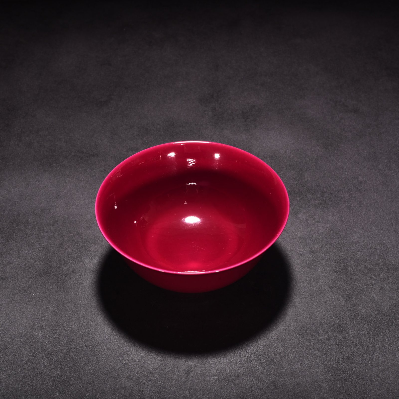 Qing Dynasty Yongzheng rouge red glaze palace bowl