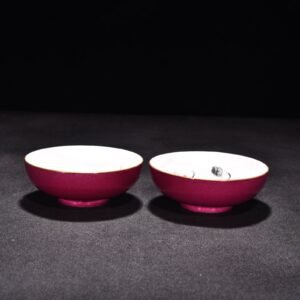 Qing Dynasty Yongzheng rouge red glaze with gold ink color and Hemeimei lying cup