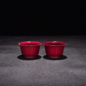 Qing Dynasty Yongzheng Carmine red glaze horseshoe cup