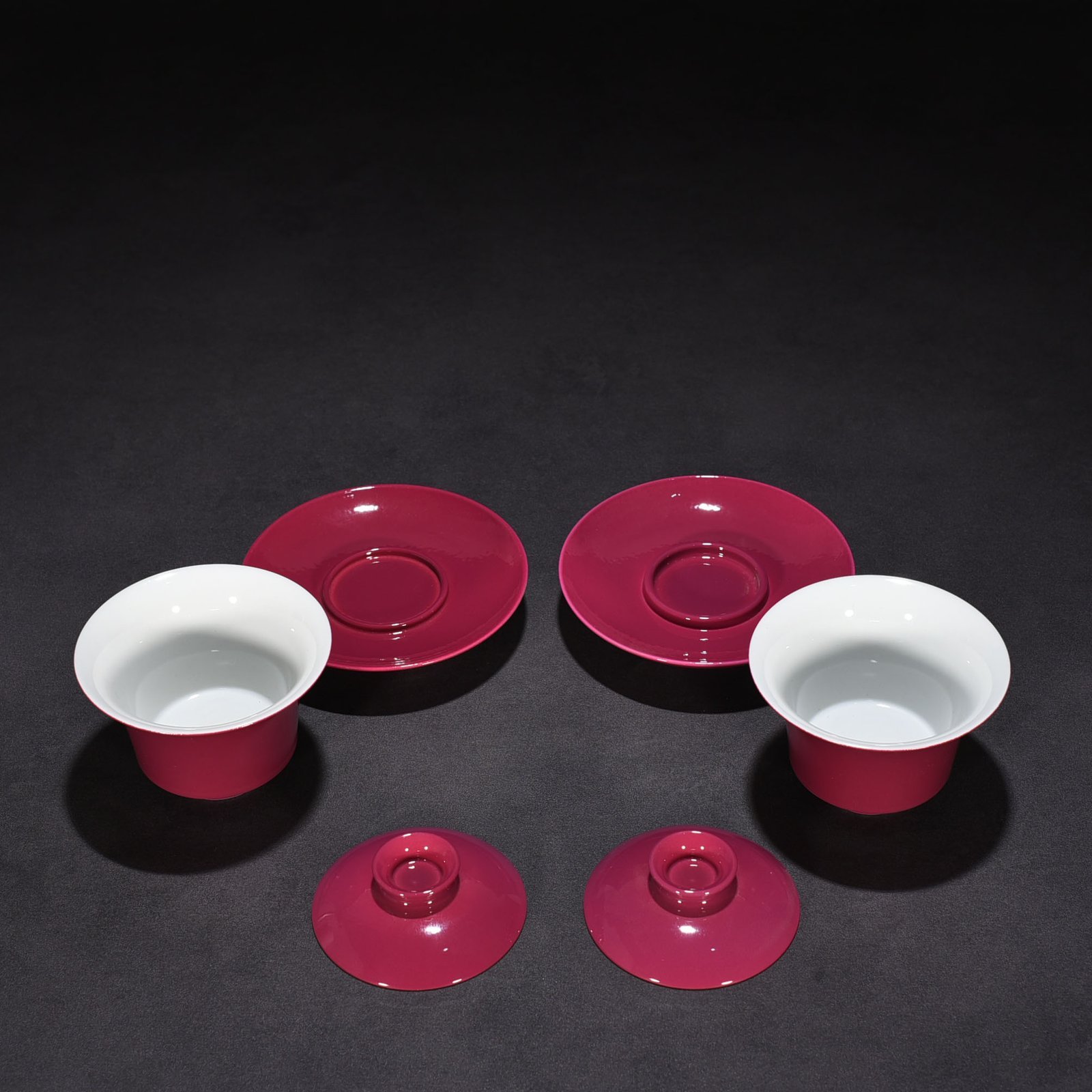 Qing Dynasty Yongzheng rouge red glaze horseshoe bowl