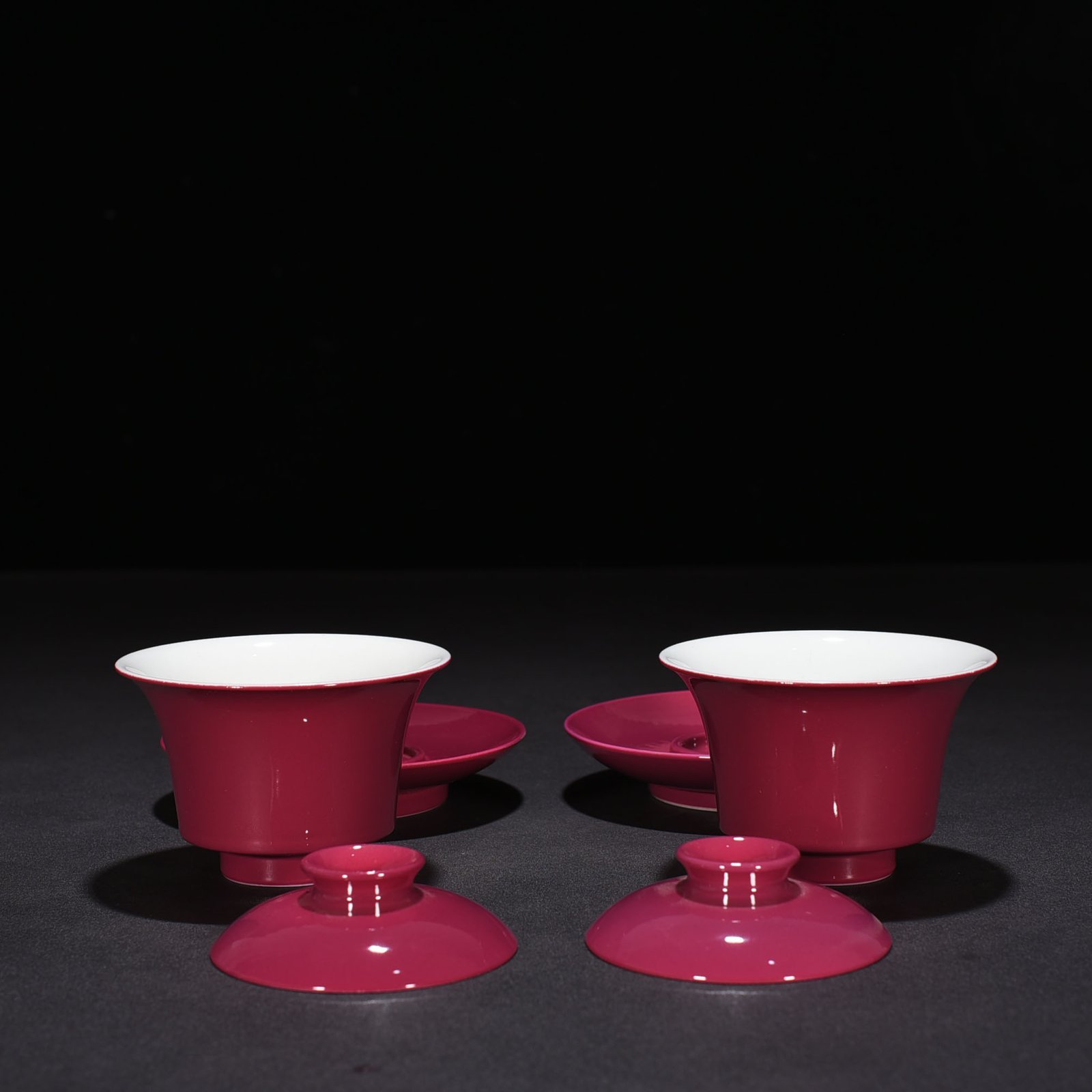 Qing Dynasty Yongzheng rouge red glaze horseshoe bowl