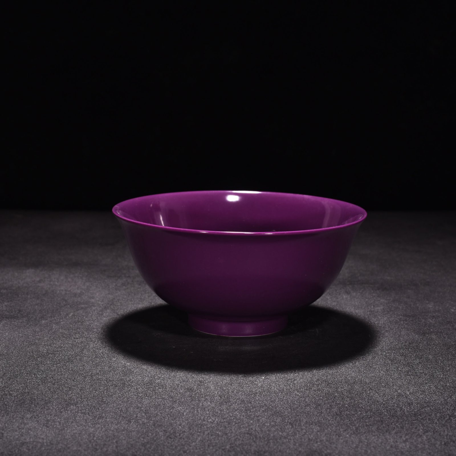 Qing Dynasty Yongzheng eggplant skin purple glaze palace bowl