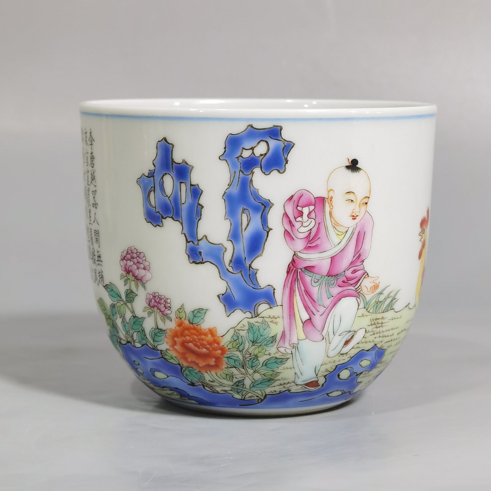 Qing Dynasty Qianlong antique pastel chicken cup